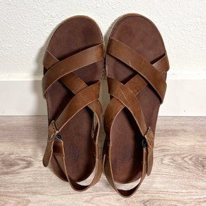 Chaco Wayfarer Leather Sandals Womens Size 10 Otter Color